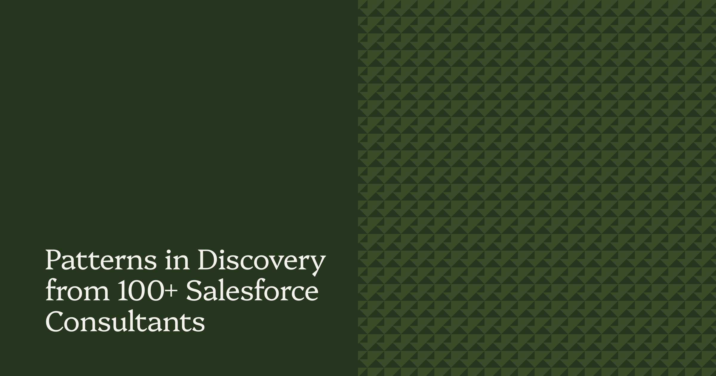 The title set in a light serif in the corner of a deep green panel, with a tone on tone houndstooth filling the right half.